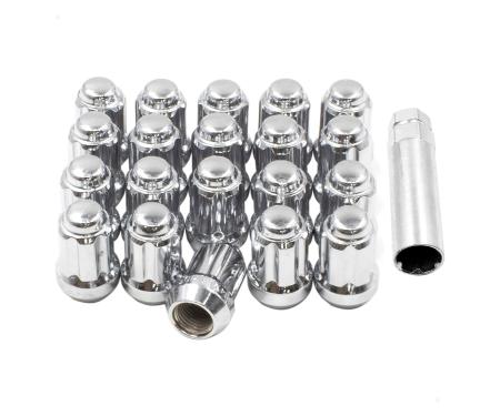 Factory Reproductions Install Kit 14mm X 1.5 (1.50") spline Bulge Acorn Chrome 20 Lug Nuts+Key(t) L-KIT14150SC-20-SP