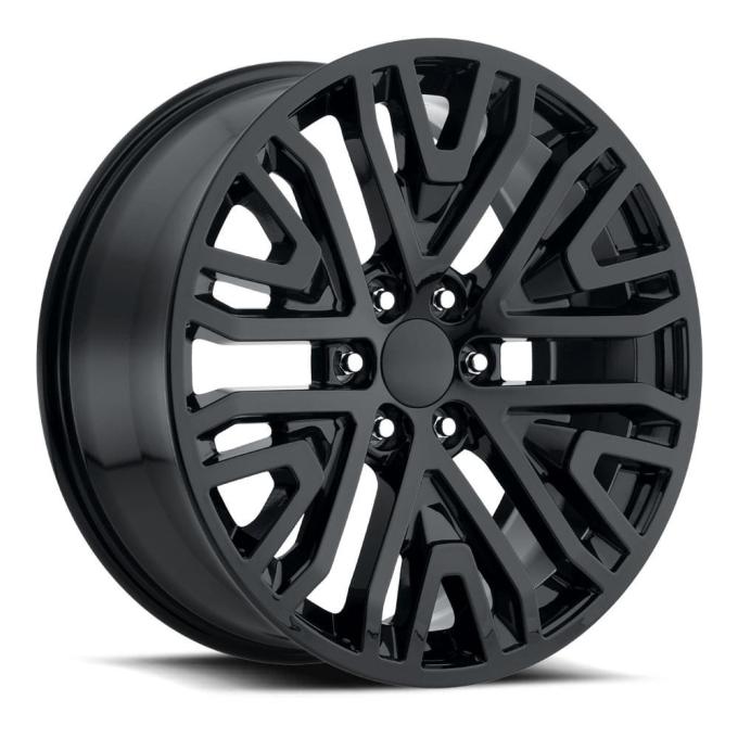 Factory Reproductions FR 93 &ndash; GM Mesh Replica Wheel 22x9 6x5.5 +28 HB 78.1 2019 GMC Mesh Split 6 Spk Gloss Black with Cap 93290286502