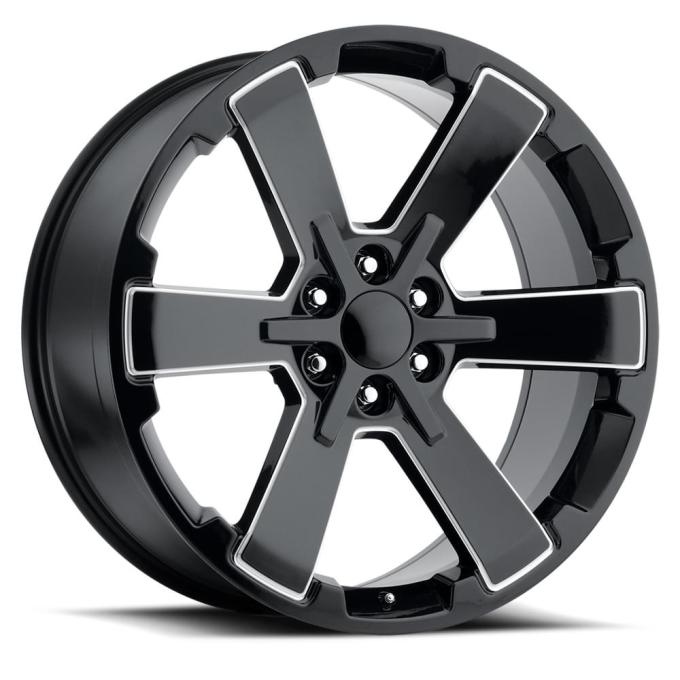 Factory Reproductions FR 45 &ndash; GMC Dual Six Star Replica Wheels 22x9 6x5.5 +24 HB 78.1 2018 Duel 6 Star Black Ball Milled with Cap 45290246513
