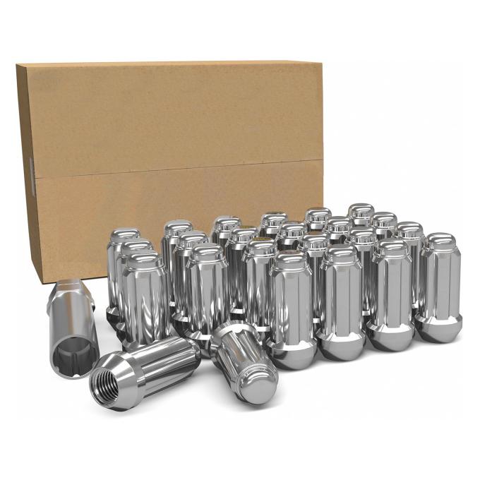 Factory Reproductions Install Kit 14mm X 1.5 (2.00") spline Truck Acorn Chrome 24 Lug Nuts+Key(t) L-KIT14150C-24-SP