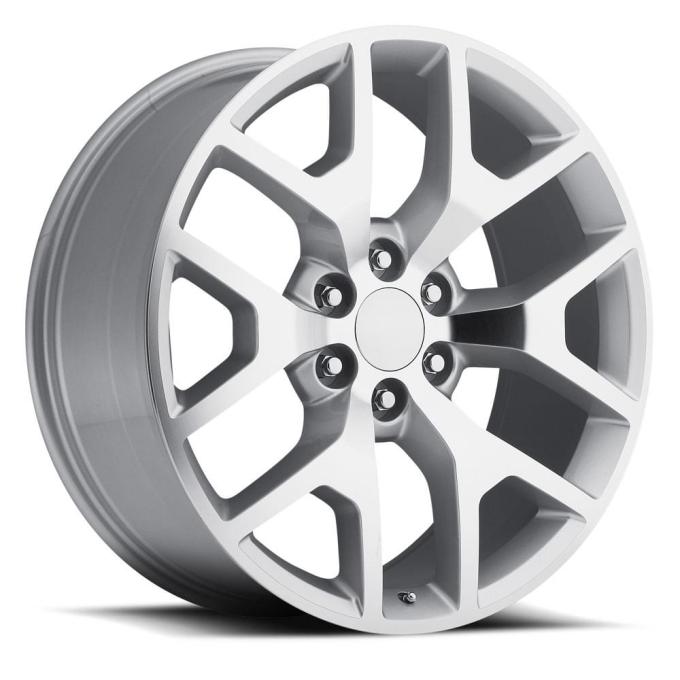 Factory Reproductions FR 44 &ndash; GMC Sierra Replica Wheels 20x9 6x5.5 +27 HB 78.1 2014 Sierra 744 Silver Machine Face with Cap 44090276509