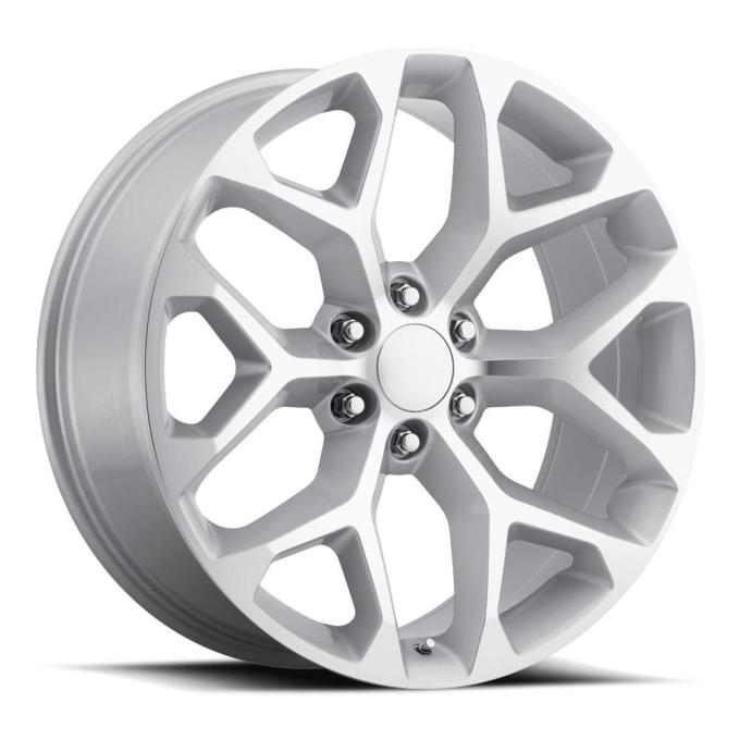 Factory Reproductions FR 59 &ndash; Chevrolet Truck Snowflake Replica Wheels 20x9 6x5.5 +27 HB 78.1 2014 Chevy Snowflake Silver Machined Face with Cap 59090276509