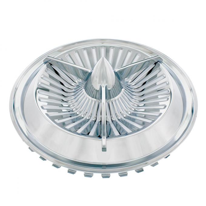 United Pacific 14" Chrome Plated Polara Tri-Bar Hubcap (4/Set) C5056