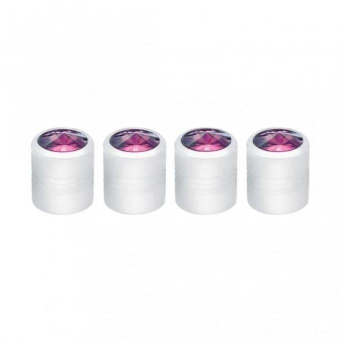 United Pacific Chrome Round Valve Caps w/ Purple Diamond (4 Pack) 70057