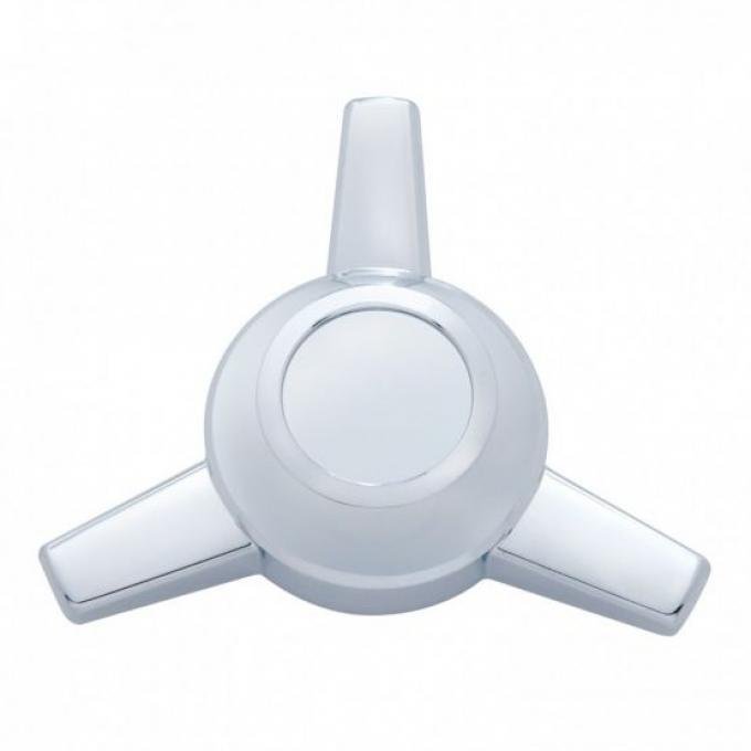 United Pacific Chrome Plastic 3 Bar Straight Hub Cap Spinner Only 10723