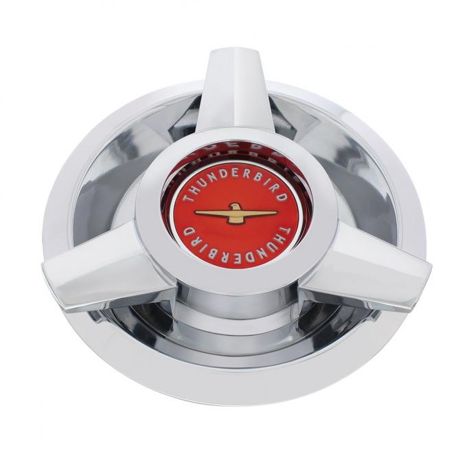 United Pacific Chrome w/Red Center T-Bird Hubcap For 1962-63 Ford T-Bird Wire Wheels F626302