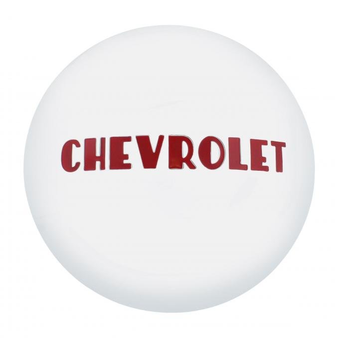 United Pacific Polished Stainless Steel Hub Cap w/Red Letters For 1947-53 Chevy 1/2 Ton Truck C475303