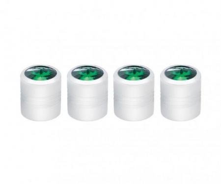 United Pacific Chrome Round Valve Caps w/ Green Diamond (4 Pack) 70056