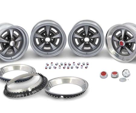 15" X 7" Rally II Wheel Kit With Red Center Caps