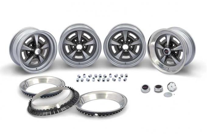 OER 15" X 7" Rally II Wheel Kit With Black Center Caps *RDK403B