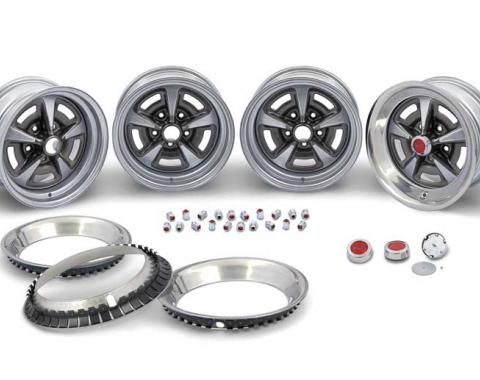 OER 15" X 7" Rally II Wheel Kit With Red Center Caps *RDK403R
